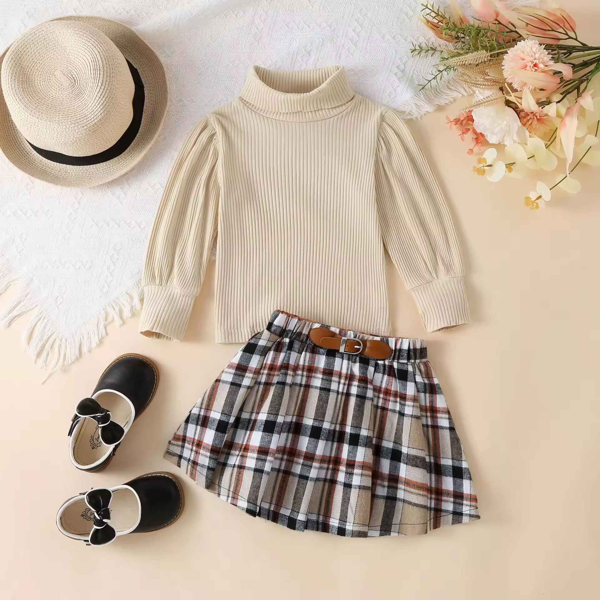 Childrens Clothing Autumn Long Sleeve TopSuit Skirts set