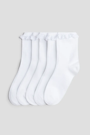 5-pack frill-trimmed school socks
