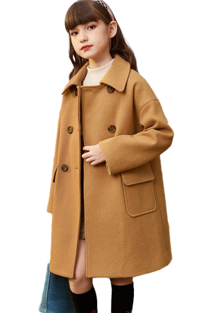 Cute Girl Outwear Long Winter Kids Wool Coat