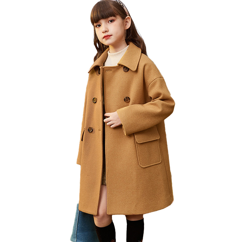 Cute Girl Outwear Long Winter Kids Wool Coat