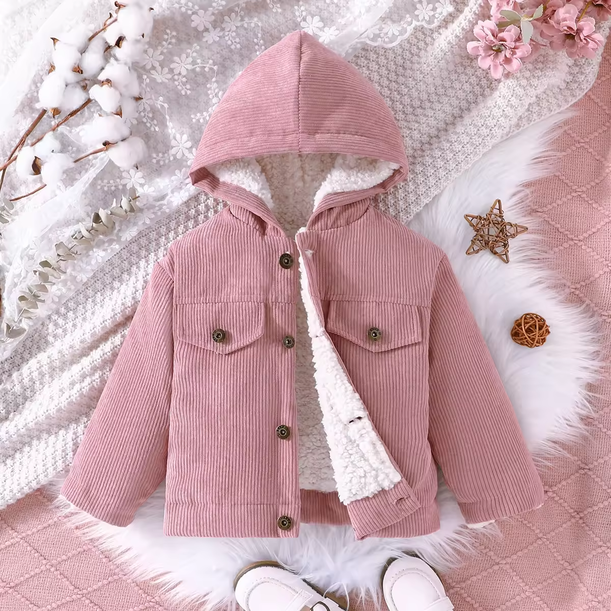 Thicken Warm Baby Girls Coat Plush Cardigan Outerwear