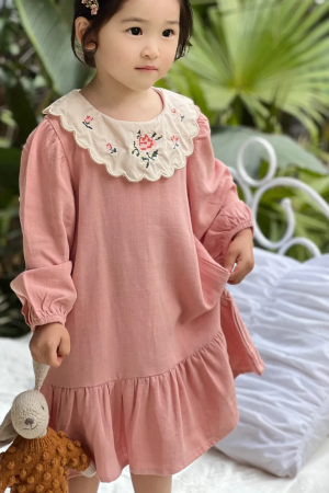 Girls' Floral Dress Skirt Children's Pastoral Printed Princess Skirt Dress