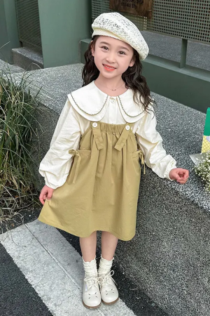 Sweet and Cute Shirt+Strap Skirt Children's Set