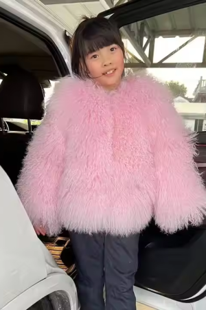 Mongolian Fur Jacket Winter Warm Children Real Fur Coat